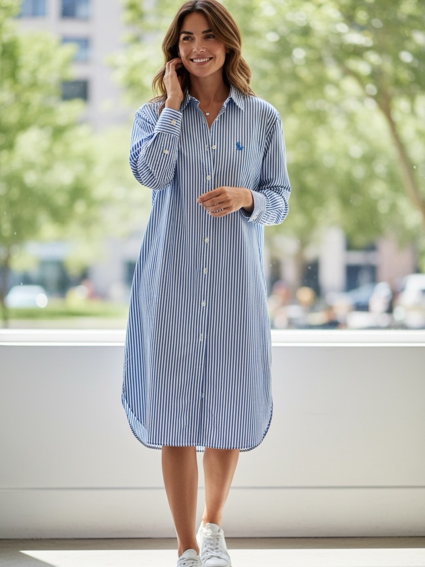 Alex Mill Blue And White Striped Button-Front Shirt Dress